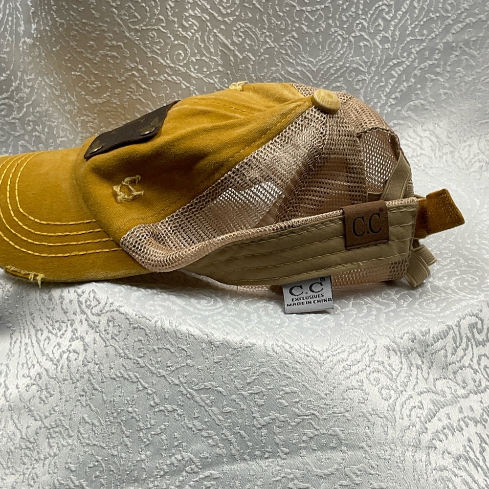 Stylish‎ Tan and Brown Distressed Cap - Picture 2 of 4